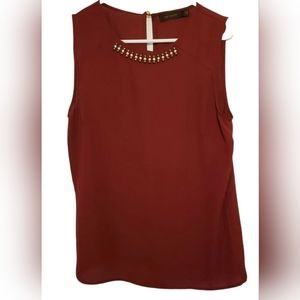 ❤️ THE LIMITED WOMEN'S BLOUSE BURGUNDY MERLOT SLEEVELESS BEADED NECK SIZE SMALL❤